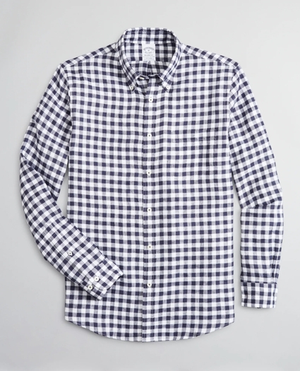 Regent Regular-Fit Sport Shirt, Irish Linen Gingham, image 1