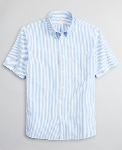 Regent Regular-Fit Short-Sleeve Sport Shirt, Seersucker Stripe, image 1