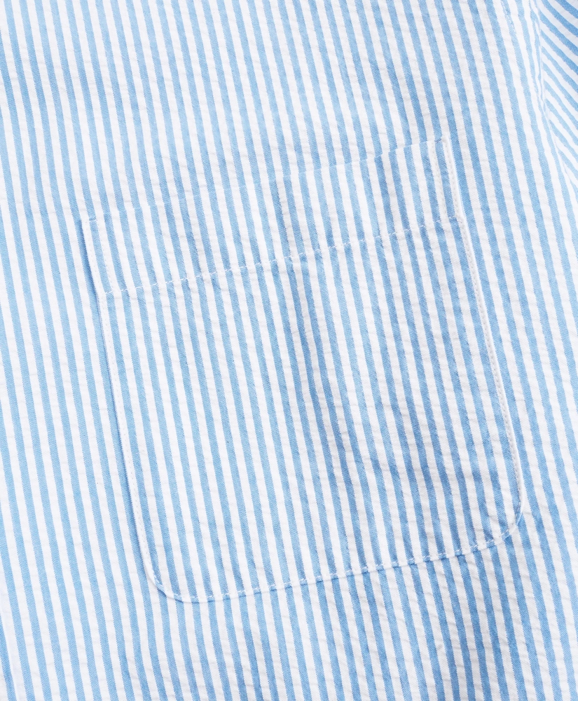 Regent Regular-Fit Short-Sleeve Sport Shirt, Seersucker Stripe, image 3