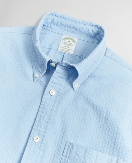 Milano Slim-Fit Sport Shirt, Garment-Dyed Seersucker, image 2