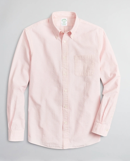Milano Slim-Fit Sport Shirt, Garment-Dyed Seersucker, image 1