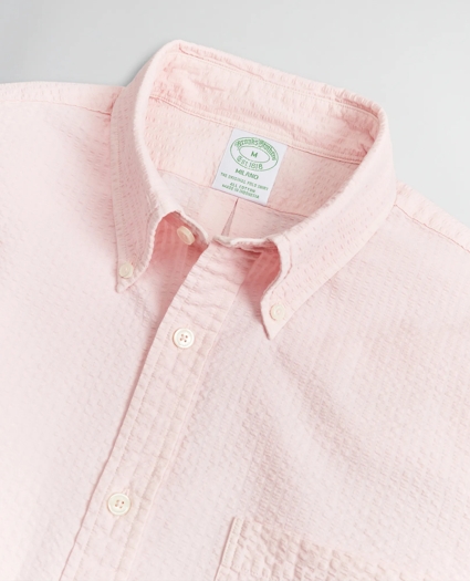 Milano Slim-Fit Sport Shirt, Garment-Dyed Seersucker, image 2