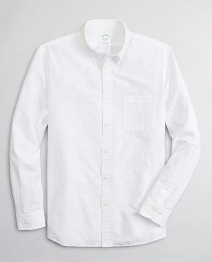 Milano Slim-Fit Sport Shirt, Garment-Dyed Seersucker, image 1