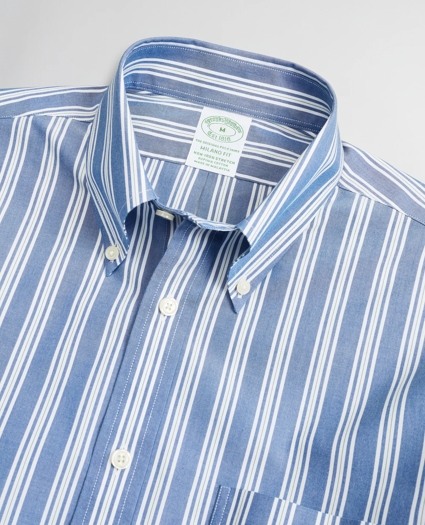 Stretch Milano Slim-Fit Sport Shirt, Non-Iron Awning Stripe, image 2