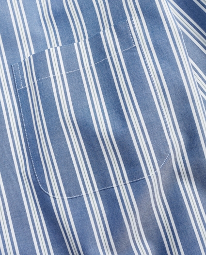 Stretch Milano Slim-Fit Sport Shirt, Non-Iron Awning Stripe, image 3