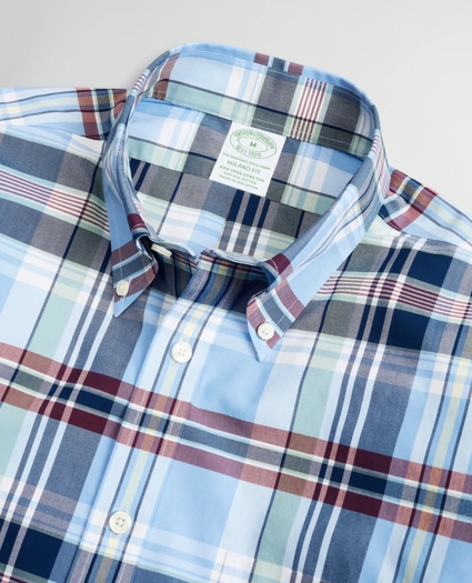 Stretch Milano Slim-Fit Sport Shirt, Non-Iron Multi-Plaid, image 2