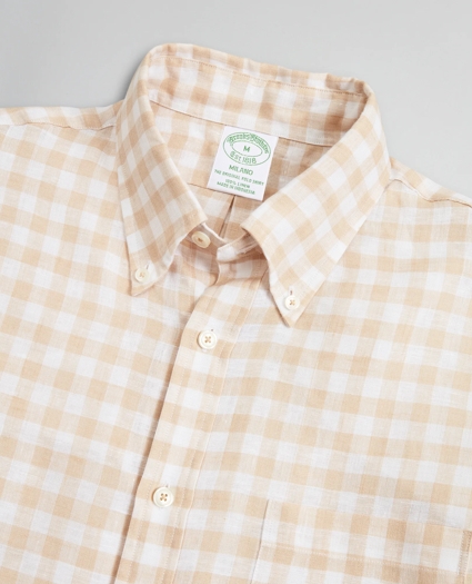 Milano Slim-Fit Sport Shirt, Irish Linen Gingham, image 2