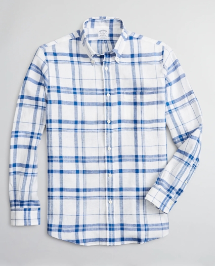 Regent Regular-Fit Sport Shirt, Irish Linen Plaid, image 1