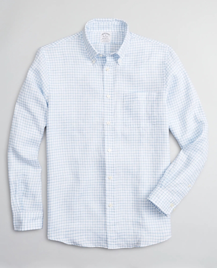Regent Regular-Fit Sport Shirt, Irish Linen Windowpane, image 1