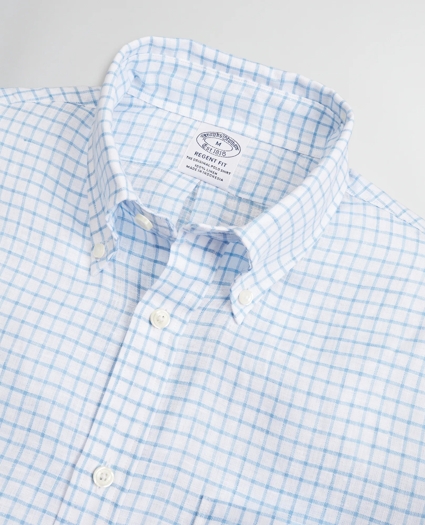 Regent Regular-Fit Sport Shirt, Irish Linen Windowpane, image 2