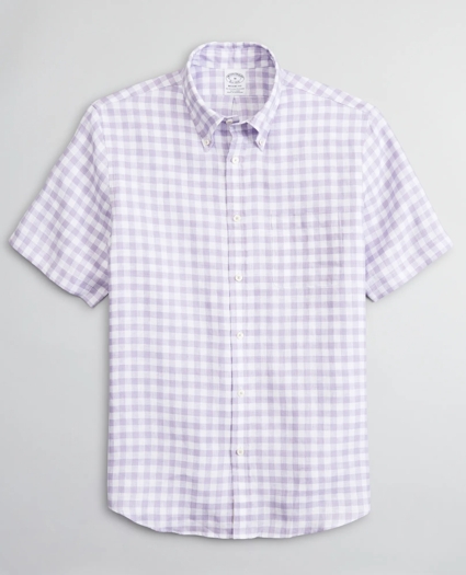 Regent Regular-Fit Sport Shirt, Irish Linen Short-Sleeve Gingham, image 1