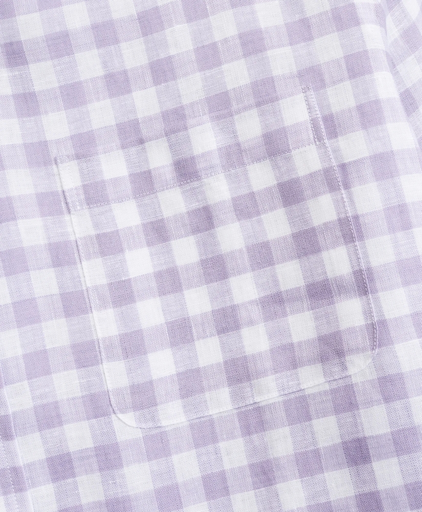 Regent Regular-Fit Sport Shirt, Irish Linen Short-Sleeve Gingham, image 3