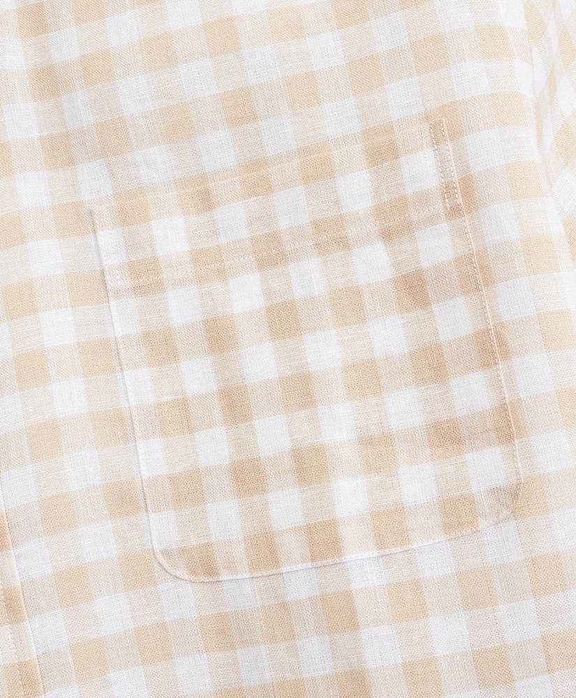Regent Regular-Fit Sport Shirt, Irish Linen Short-Sleeve Gingham, image 3