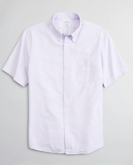 Regent Regular-Fit Sport Shirt, Seersucker Short-Sleeve Gingham, image 1