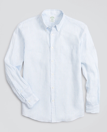 Milano Slim-Fit Sport Shirt, Irish Linen Dobby Stripe, image 1