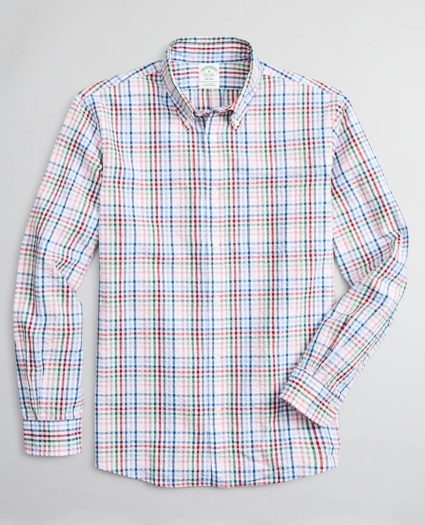 Milano Slim-Fit Sport Shirt, Seersucker Multi-Check, image 1