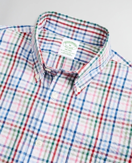 Milano Slim-Fit Sport Shirt, Seersucker Multi-Check, image 2