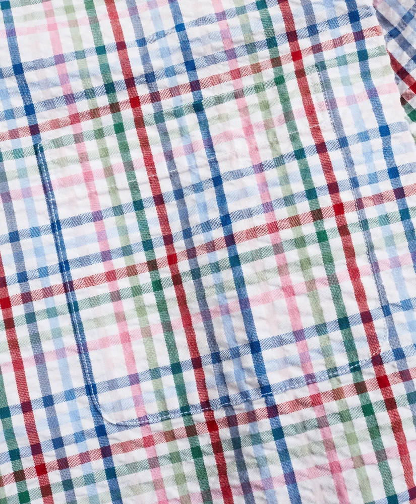 Milano Slim-Fit Sport Shirt, Seersucker Multi-Check, image 3