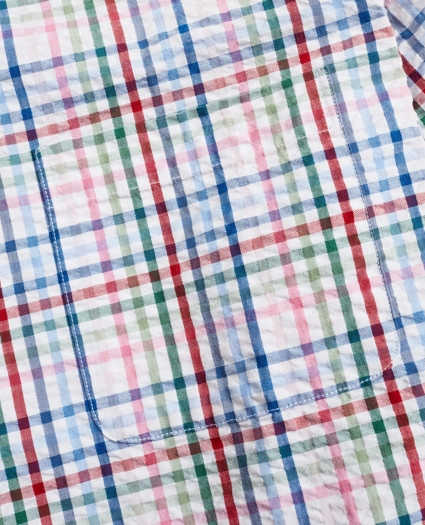 Milano Slim-Fit Sport Shirt, Seersucker Multi-Check, image 3