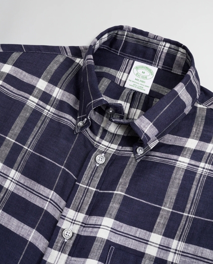 Milano Slim-Fit Sport Shirt, Irish Linen Large Plaid, image 2