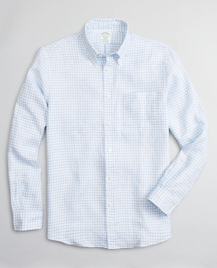 Milano Slim-Fit Sport Shirt, Irish Linen Windowpane, image 1