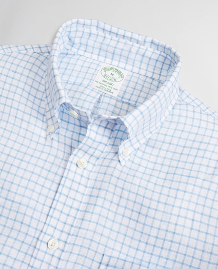 Milano Slim-Fit Sport Shirt, Irish Linen Windowpane, image 2