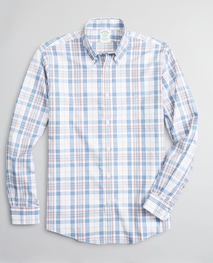Stretch Milano Slim-Fit Sport Shirt, Non-Iron Multi-Plaid, image 1