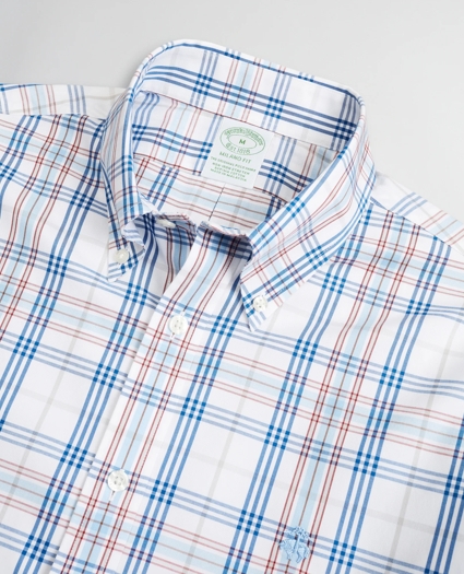 Stretch Milano Slim-Fit Sport Shirt, Non-Iron Multi-Plaid, image 2