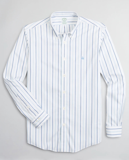 Stretch Milano Slim-Fit Sport Shirt, Non-Iron Stripe, image 1