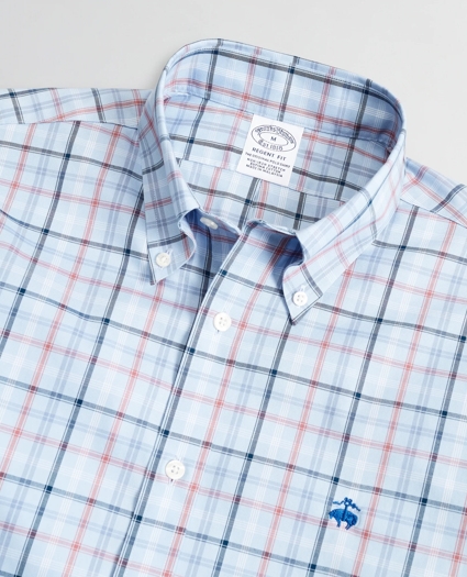 Stretch Regent Regular-Fit Sport Shirt, Non-Iron Plaid, image 2