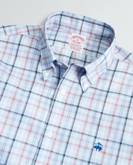 Stretch Madison Relaxed-Fit Sport Shirt, Non-Iron Plaid, image 2
