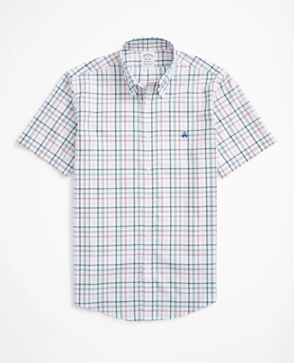 Stretch Regent Regular-Fit Sport Shirt, Non-Iron Short Sleeve Plaid, image 1