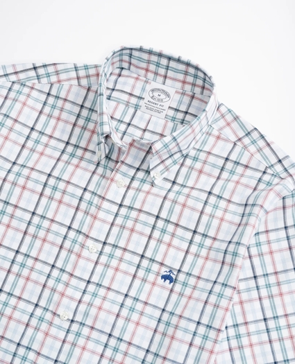 Stretch Regent Regular-Fit Sport Shirt, Non-Iron Short Sleeve Plaid, image 2