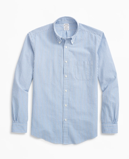 Stretch Regent Regular-Fit Sport Shirt, Striped Seersucker, image 1