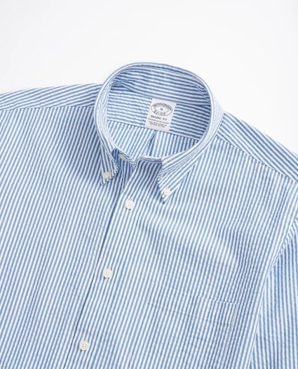 Stretch Regent Regular-Fit Sport Shirt, Striped Seersucker, image 2
