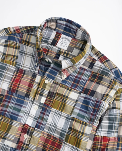 Regent Regular-Fit Sport Shirt, Patchwork Madras, image 2