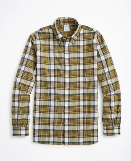 Regent Regular-Fit Sport Shirt, Green Madras, image 1