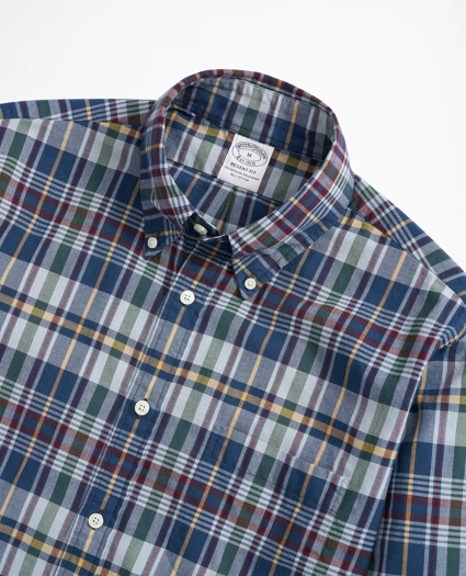 Regent Regular-Fit Sport Shirt, Navy Madras, image 2