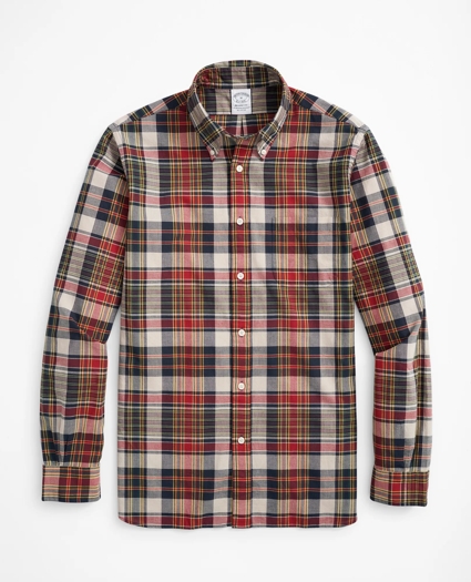 Regent Regular-Fit Sport Shirt, Red Madras, image 1