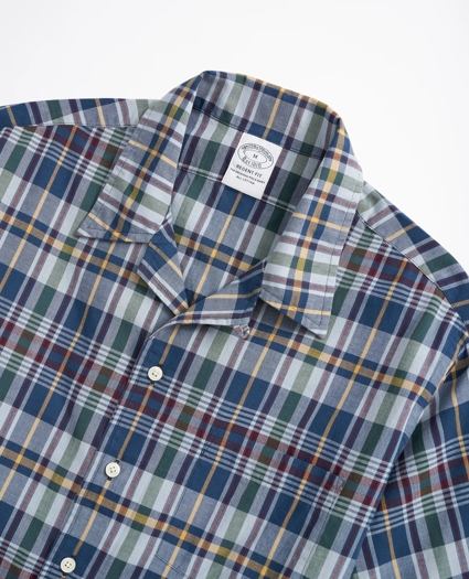 Regent Regular-Fit Sport Shirt, Camp Collar Short-Sleeve Madras, image 2