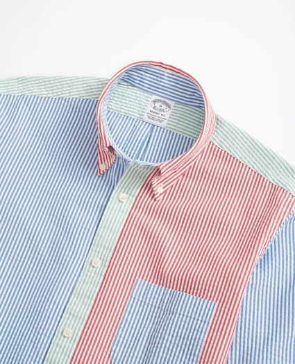 Stretch Regent Fit Sport Shirt, Fun Stripe Seersucker