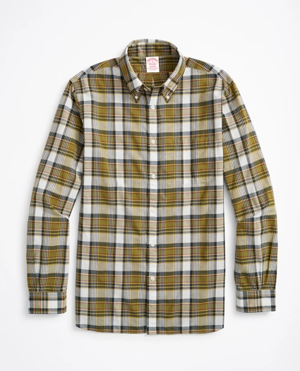Madison Classic-Fit Sport Shirt, Green Madras, image 1