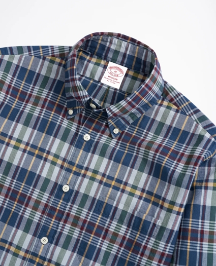 Madison Classic-Fit Sport Shirt, Navy Madras, image 2
