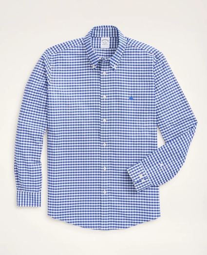 Stretch Regent Regular-Fit Sport Shirt, Non-Iron Gingham Oxford, image 1