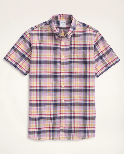 Regent Regular-Fit Sport Shirt, Short-Sleeve Madras, image 1