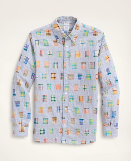Regent Regular-Fit Sport Shirt, Patchwork Madras, image 1