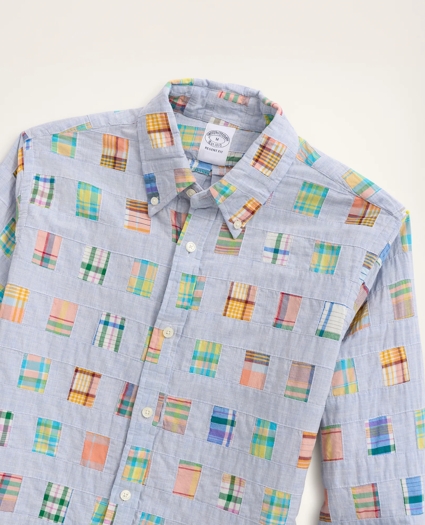 Regent Regular-Fit Sport Shirt, Patchwork Madras, image 2