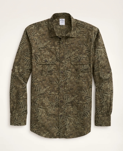 Regent Regular-Fit Sport Shirt, Floral Camouflage Print, image 1