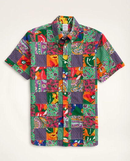 Regent Regular-Fit Short-Sleeve Sport Shirt, Patchwork, image 1