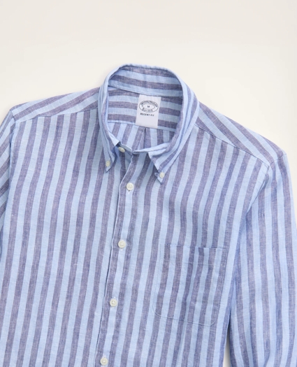 Regent Regular-Fit Sport Shirt, Irish Linen Wide Stripe, image 2